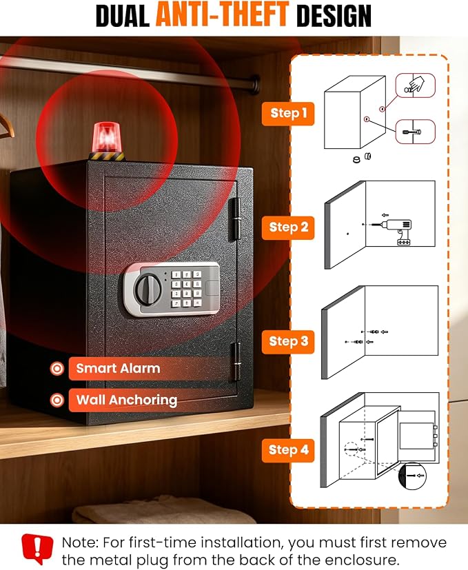 𝐔𝐩𝐠𝐫𝐚𝐝𝐞𝐝 𝟐𝟎𝟐𝟔 Fireproof Safe Box| 𝟏𝟕𝟎𝟎°𝐅 𝟑𝟓-𝐌𝐢𝐧 Protection| 2.8 Cuft Fire Proof Digital Home Safes with Smart Alarm System, Bolt-Down Design| for Documents Jewelry Electronics