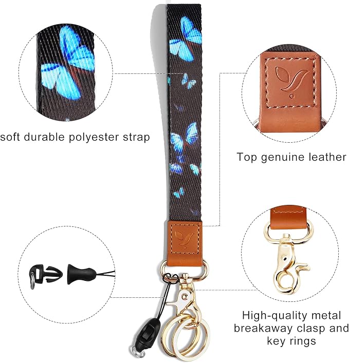 Yiflin Cute Wrist Lanyard for Keys, Keychain, Wallet, Id Holder, Cell Phone, Wristlet Lanyard Key Chain Holder for Women