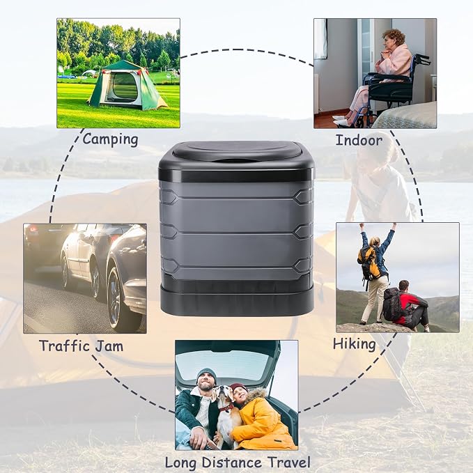 Aircity Upgrade XL Portable Toilet,Folding Camping Toilet for Adults Travel | Travel Camping Potty with Lid,Extra Space & Strong Support for Camping, Hiking, Road Trips, Cars, Trucks Outdoor Use