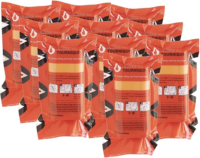 SWAT-T Tourniquet Orange by Safeguard Medical, Emergency First Aid Equipment for Massive Hemorrhage Control Made in The USA (Pack of 10)