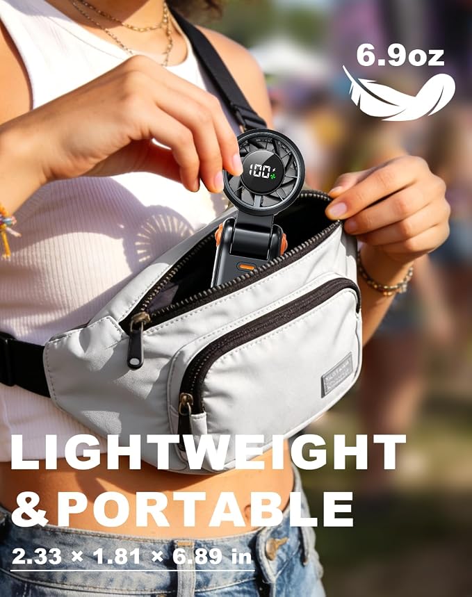 Portable Handheld Turbo Fan - 5 Speed Mini Personal Fan with Strong Airflow, Foldable 3 in 1 Rechargeable Battery Operated Trave Essentials Hand Fans for Indoor/Outdoor Use, Black