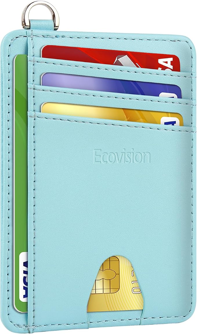 Slim Minimalist Front Pocket Wallet, RFID Blocking Credit Card Holder Wallet with Detachable D-Shackle for Men Women