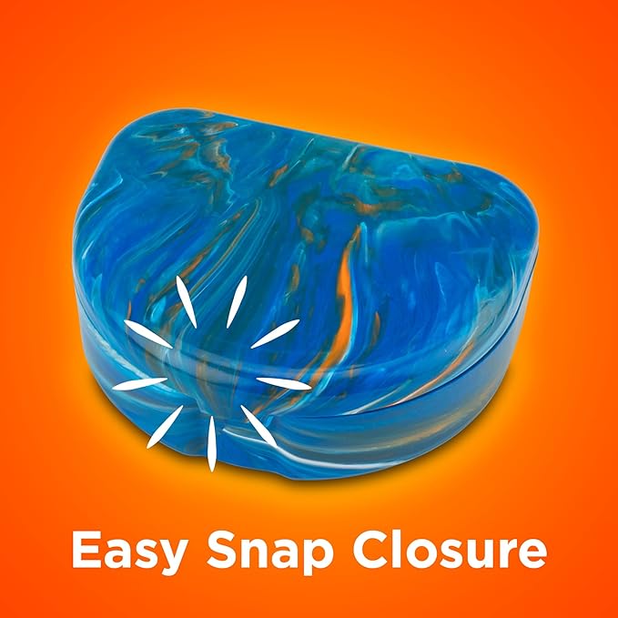 Practicon Marble Retainer Cases, Orthodontic Aligner Case, Mouth Guard Holder (3 Pack) (Blue Orange)
