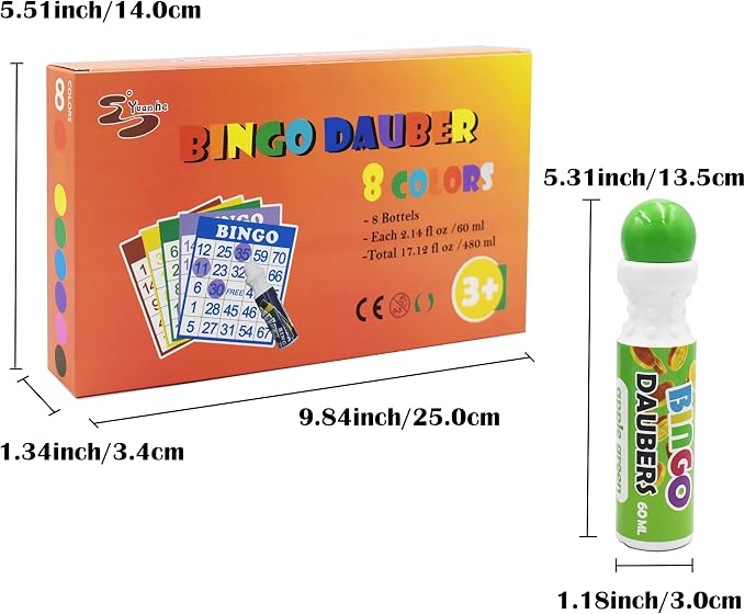 Yuanhe Bingo Daubers Dot Markers - Mixed Colors Set of 8 Pack