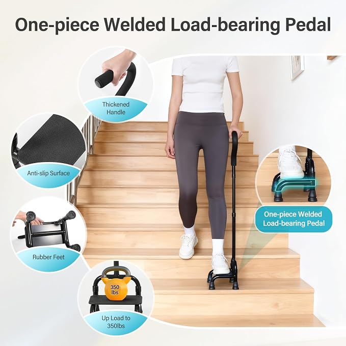 Adjustable Stair Climbing Assist Cane for Seniors, Half Step Assist Aid for Walking Up Down Stairs, Portable Stair Lift Cane, Step Stair Walking Aid, Stability Walking Sticks for Balance & Safety