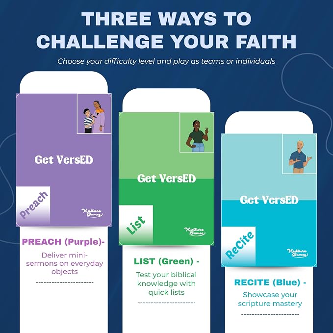 Kulture Games Get VersED | The Christian Trivia & Bible Challenge Game | Preach, List, Recite | Fun for Families, Teens, Friends & Church Groups | Christian Gift