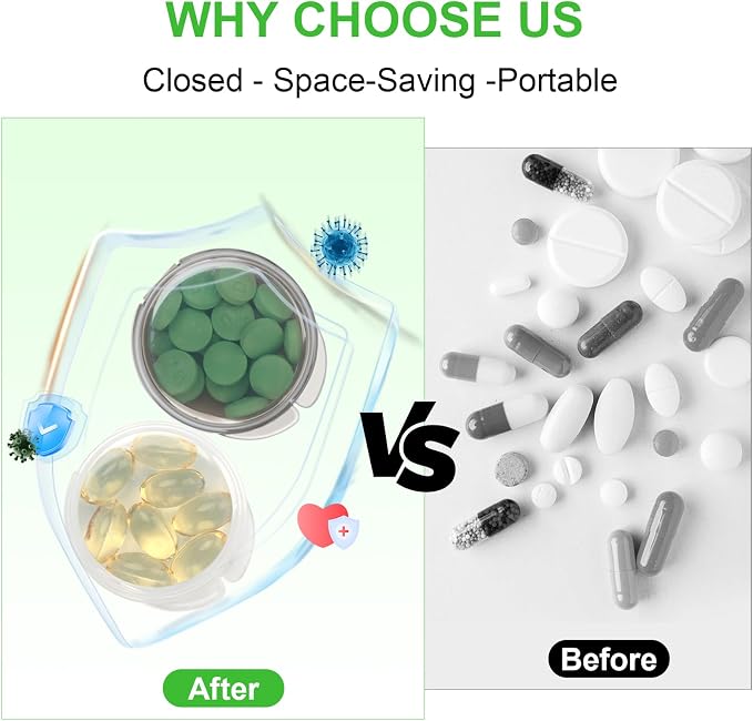 Small Pill Case,8 Pack Round Pill Storage Boxes,Portable Tiny Pill Organizer Container for Pocket Purse,Compact Medicine Caddy Dispenser for Caping, Trip, Travel - Black + White