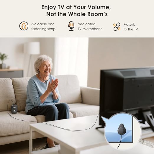 Hearing-Amplifiers for Seniors, Sound-Amplifier with Adjustable Volume & Tone Control, Handheld Pocket Size Hearing Assisted Devices with Replaceable Microphone, Headphones, Earbuds, Batteries