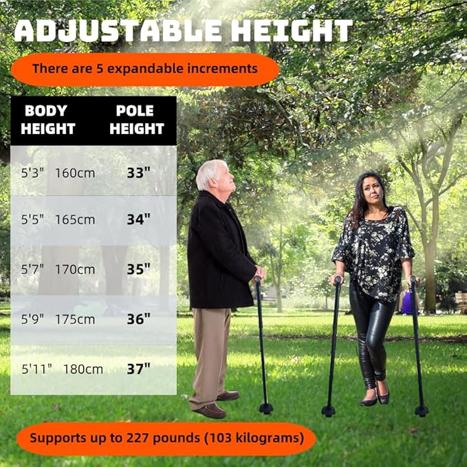 Lightweight Adjustable Folding Walking Canes for Men and Women-360° Swivel Base,Non-Slip Handle,LED Safety Light & Wrist Strap-Assist Seniors & Adults with Daily Walking,Stairs,Balance Support