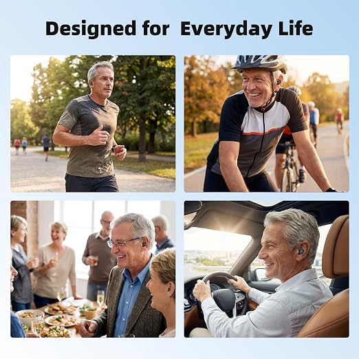 Hearing Aids, Hearing Aids for Seniors, Hearing Aid with Noise Cancelling for Adults, Digital Rechargeable Nearly Invisible Lightweight Amplifiers (Beige)
