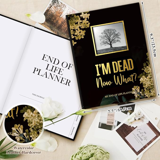 Lanpn I'm Dead, Now What Journal, End of Life Planner Death Book Organizer with Tabs, When I Die Planning Journals for Senior, Final Wishes & Financial Estate Planners, Leather Hardcover