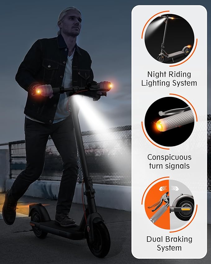 V22PRO Electric Scooter for Adults, 10" Honeycomb Tires, 14 Miles Range, 350W Motor & 20 MPH Portable Folding Commuting Electric Scooter with Turn Signals & App