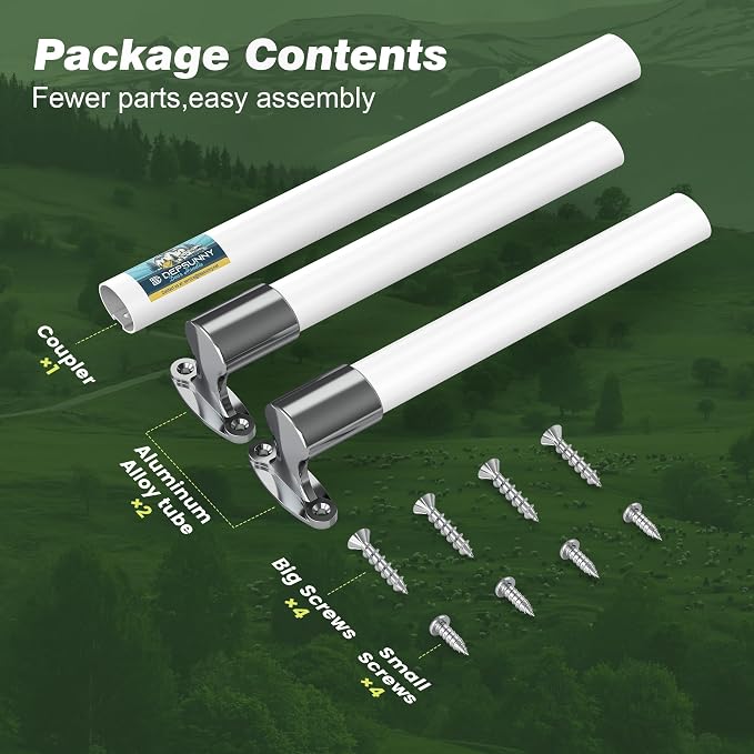 Adjustable RV Screen Door Handle Cross Bar, White, 21.7-33 in | Aluminum Pull Rod for Motorhome, Camper, Fifth Wheel and Travel Trailer Doors; Quick Install, Helps Protect Screen Mesh