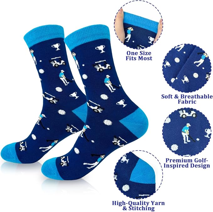 Golf Socks for Men Women,Funny Golf Gift for Dad,Him,Friends & Coworkers | Novelty Golf Accessories, Birthday White Elephant Gag Gifts for Golfer
