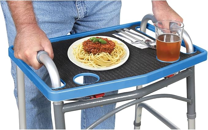 Support Plus Walker Tray Table - Mobility Table Tray for Walker, Non Slip Walker Tray Mat, Walker Accessories Mat, Cup Holder for Walker (21"x16") - Royal Blue