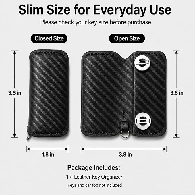 Key Organizer Compact Key Holder Leather Keychain Minimalist key case key holder for keychain Secures 2-8 Keys