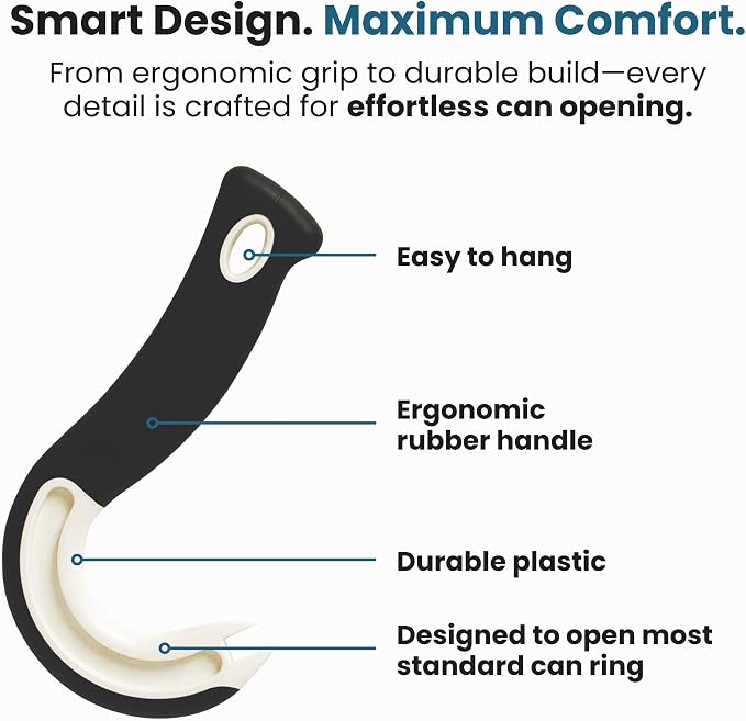 Jokari Ring Pull Can Opener for Soda and Food Cans Arthritis Aid with Non Slip Grip for Seniors Kids and Nail Protection Manual Pull Tab Tool for Easy Open Cans Black Dishwasher Safe | Non Slip Grip, Seniors Kids, Nail Protection Manual Pull Tab Tool, ...