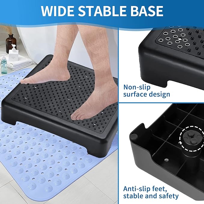 Stepping Stool for Adults & Seniors,Heavy Duty Portable One Step Stool Anti Slip Mobility Daily Aids Indoor/Outdoor Wide Safety Platform for Stairs/Kitchen/Bed/SUV Cars,Black