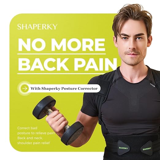 SHAPERKY Posture Corrector for Women and Men - Adjustable Upper Back Brace - Breathable Back Support straightener - Providing Pain Relief from Lumbar&Shoulder