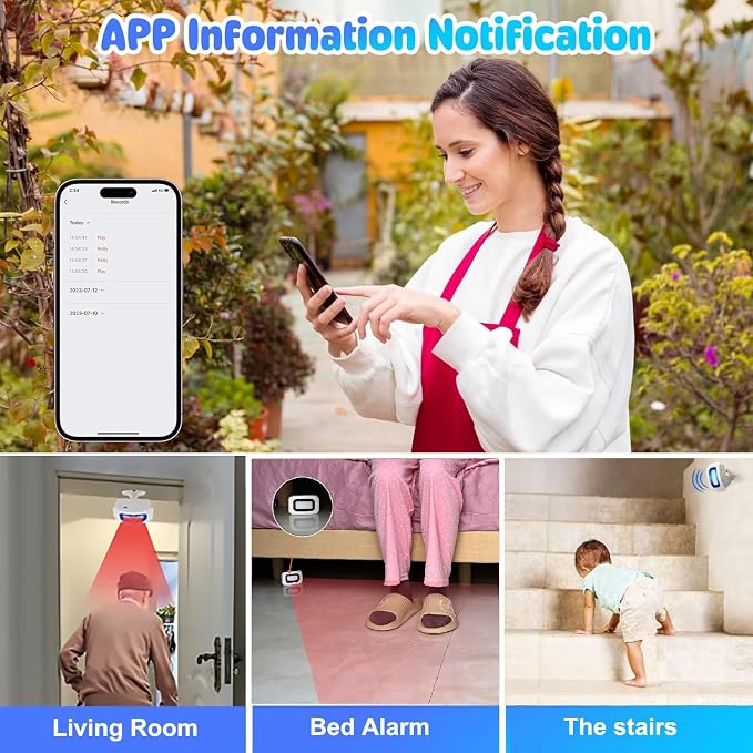 WiFi Smart Bed Sensor Alarm and Fall Prevention for Elderly/Adults/Seniors, Dementia,Wireless Caregiver Motion Sensor Alarm with App (only Supports 2.4GHz WiFi)