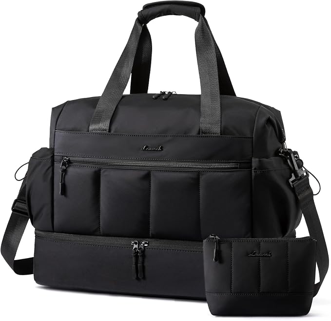 LOVEVOOK Weekender Bags for Women, Travel Duffel Bag, Large Overnight Bags with Shoe Compartment, 38L Carry on Gym Hospital Bag with Wet Pocket, 2 Pcs