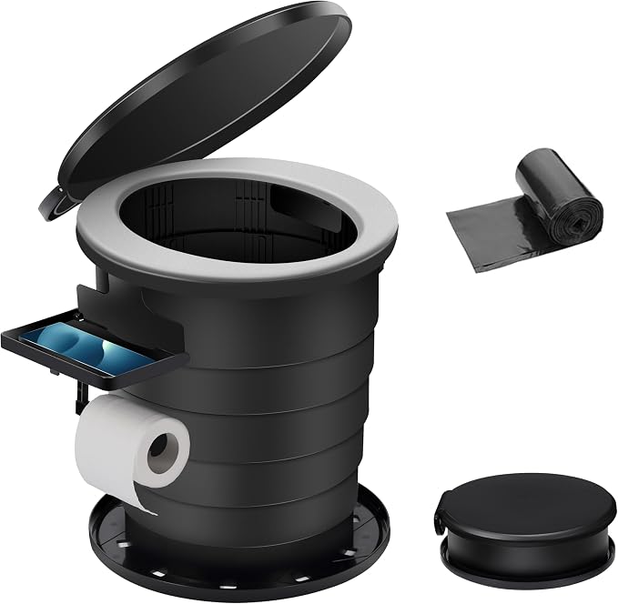 Upgrade Retractable Portable Toilet Travel Toilet Adjustable Height Camping Toilet Portable Potty for Adults Kids, Foldable Portable Toilet for Camping/Car