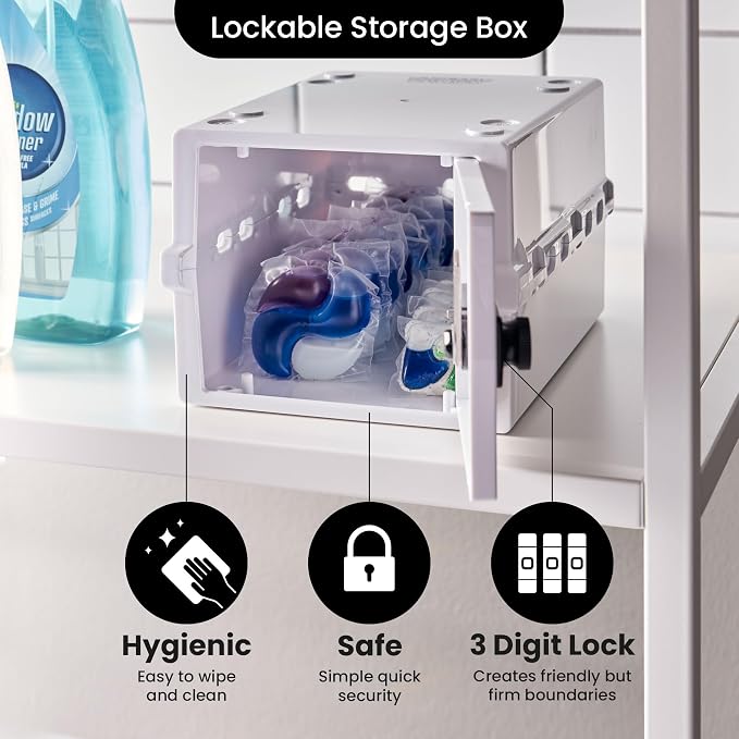Lockabox Mini™ | Small Lock Box with Combination Lock (Half Letter Sized) | Mini Lockable Box for Small Medicines, Snacks & Mobile Phones | External Size 8.8 x 6.1 x 4.7 Inches (Opal White)