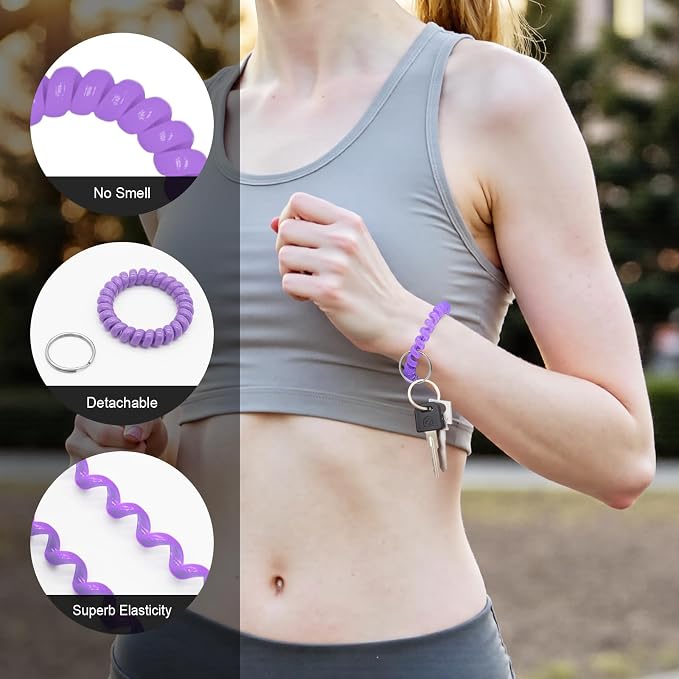 Spiral Coil Keychain, Anti-lost Key Chain Holder Lanyard Cord for Sauna Outdoor Sports and Gym Pool