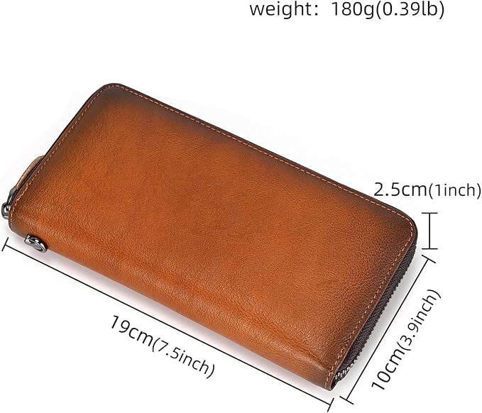 Genuine Leather Long Wallet for Men, Large Capacity Purse Clutch Bag Handbag Checkbook Cash Credit Cards Phone Holder | Large Capacity