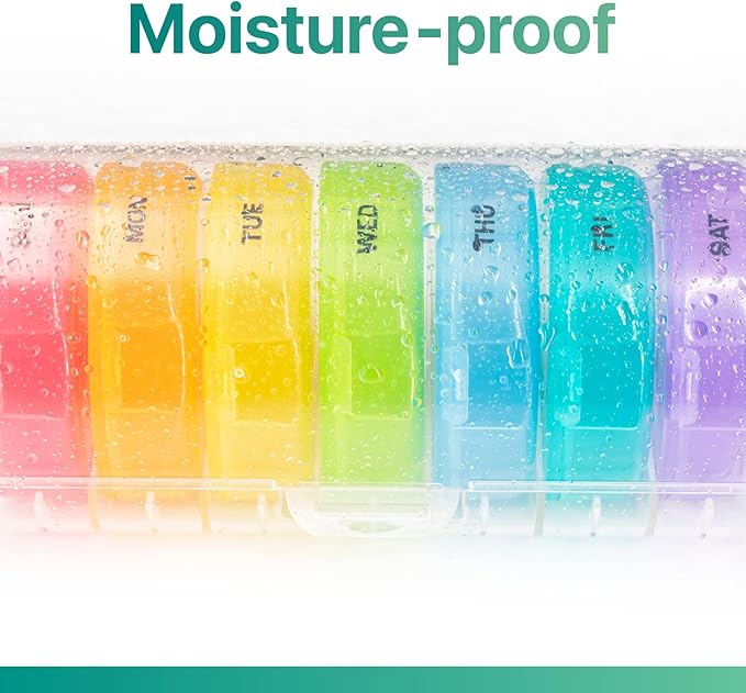 Sukuos Large Weekly Pill Organizer 2 Times a Day, Daily Pill Box 7 Day Easy to Open, Double Protection Medicine Case for Vitamin/Fish Oil/Supplements, Clear (2 Pack)