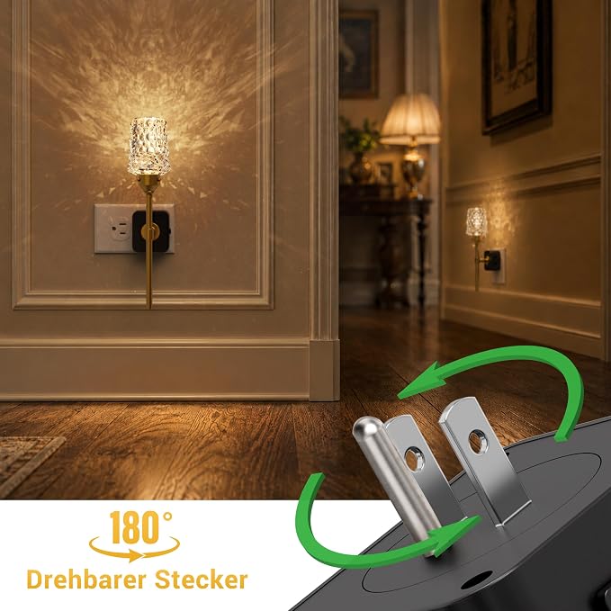 L LOHAS LED Night Light, Night Lights Plug into Wall | Automatic Night Lights with Auto Light Sensor, 0-100LM Adjustable Brightness Rotating Crystal Nightlight for Bedroom Hallway