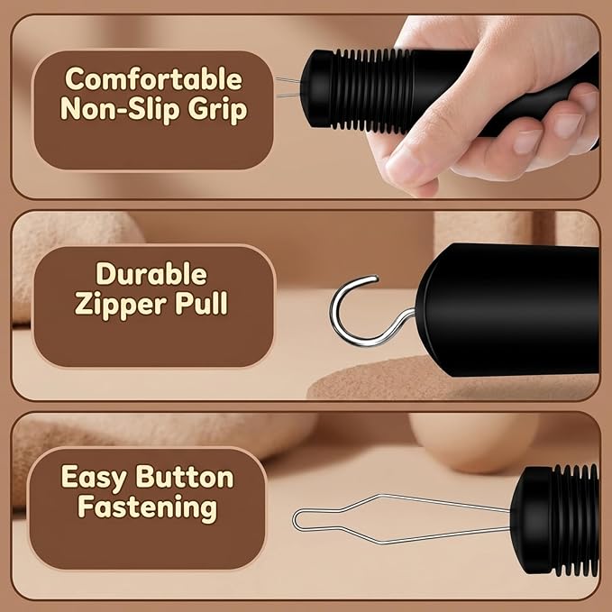 2-Pack Button Hook and Zipper Pull Assist Device Button Hook for Seniors, Button Helper for Elderly with Zipper Pull, One-Handed Dressing Assistance Tool for People with Limited Hand Mobility