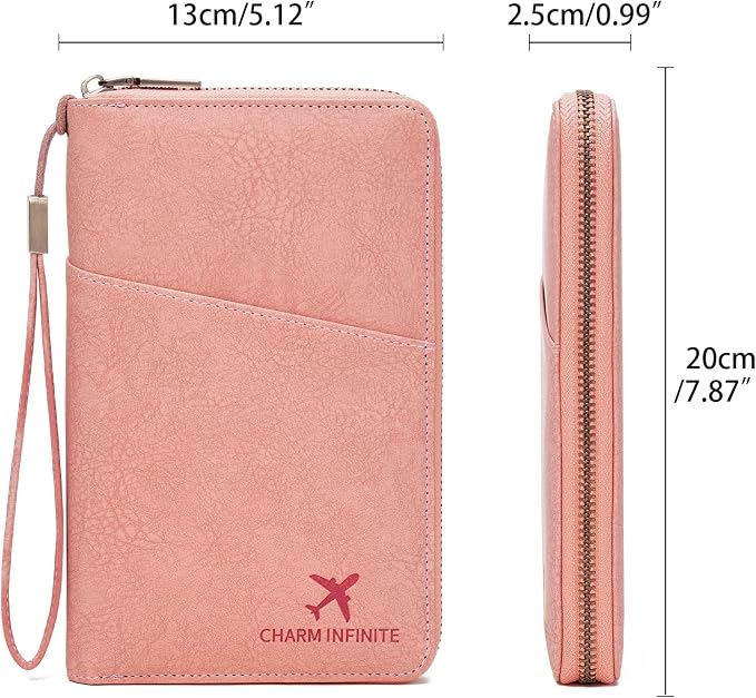 Family Passport Holder Wallet RFID Blocking Zippered Passport Wallet,Women and Men Travel Wallet Ladies Passport Cover