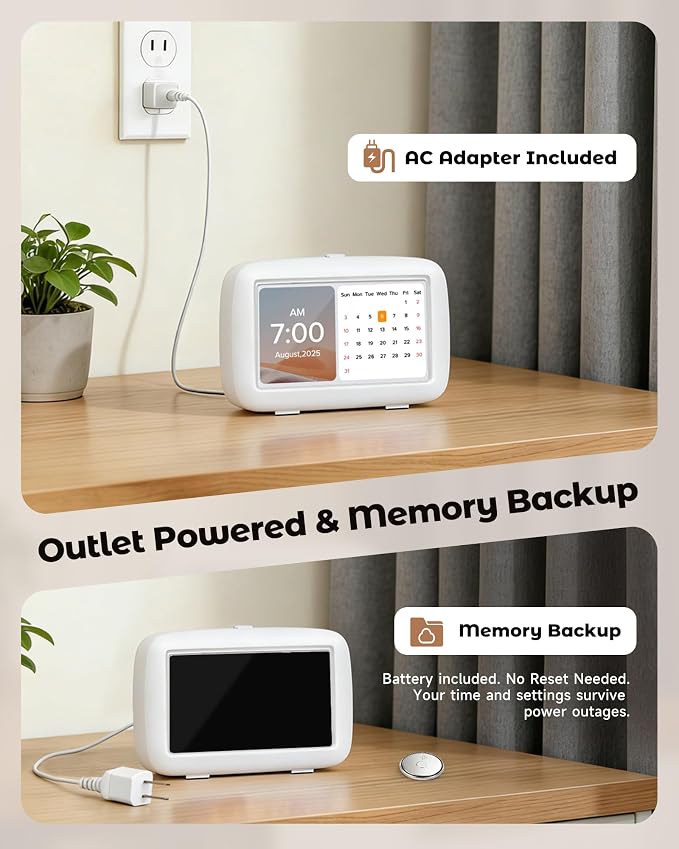 PILSAMAS Talking Clock for Seniors, 8 Medication Pill Reminders Alarms | Big digit, 12 custom event alerts, 5 Alarms & Auto DST, Bedside & desk alarm clock for blind, Visually Impaired, Dementia