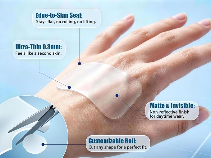 Hydrocolloid Bandages for Wound Care, Medical-Grade Hydrocolloid Roll with Self-Adhesive, Ultra Absorbent, Flexible & Waterproof, Cut-to-Size First Aid Kit Essential (2in*12ft)