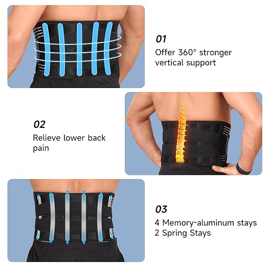 Bynccea Back Braces for Men and Women Relief from Back Pain, Breathable Back Support Belt for Heavy lifting, Lumbar Support Belt for Herniated Disc, Sciatica, Scoliosis