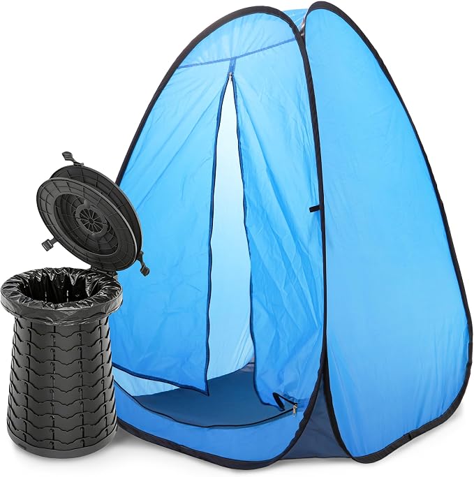 XXL Portable Toilet for Camping,880lbs Capacity,19.7" H Adjustable Outdoor Toilet with 7 Garbage Bags,Porta Potty for Adults,Collapsible Luggable Loo for Camping