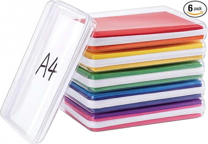 CoiiJoii 6PCS A4-Size Clear Hard Shell Zippered Case, Diaper Bag Organizing Pouches, Waterproof Cosmetic Bag, Storage Organizer Bins