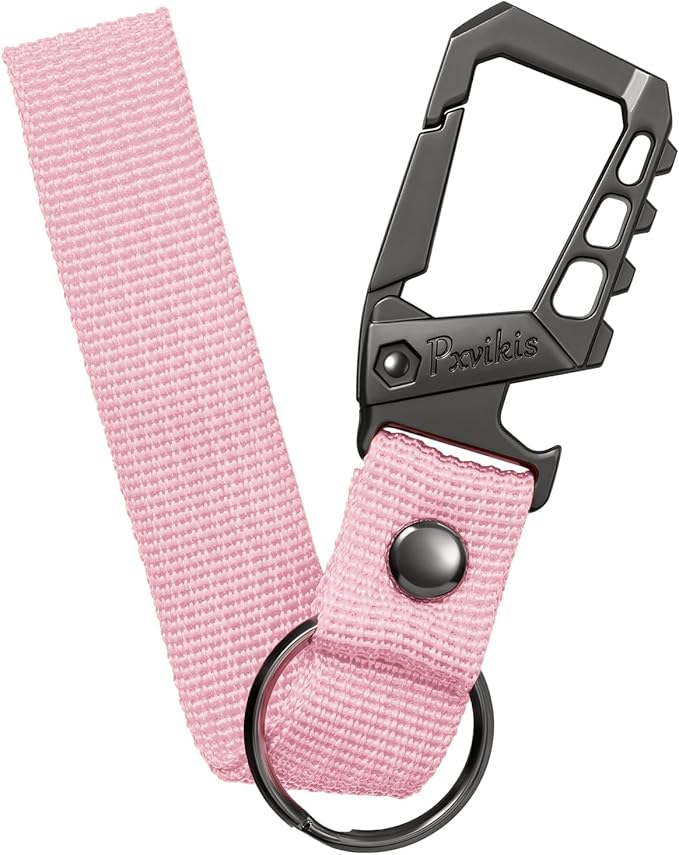 Metal heavy duty key chain carabiner clip bottle opener wrist lanyard ring car key fob unisex for men and women