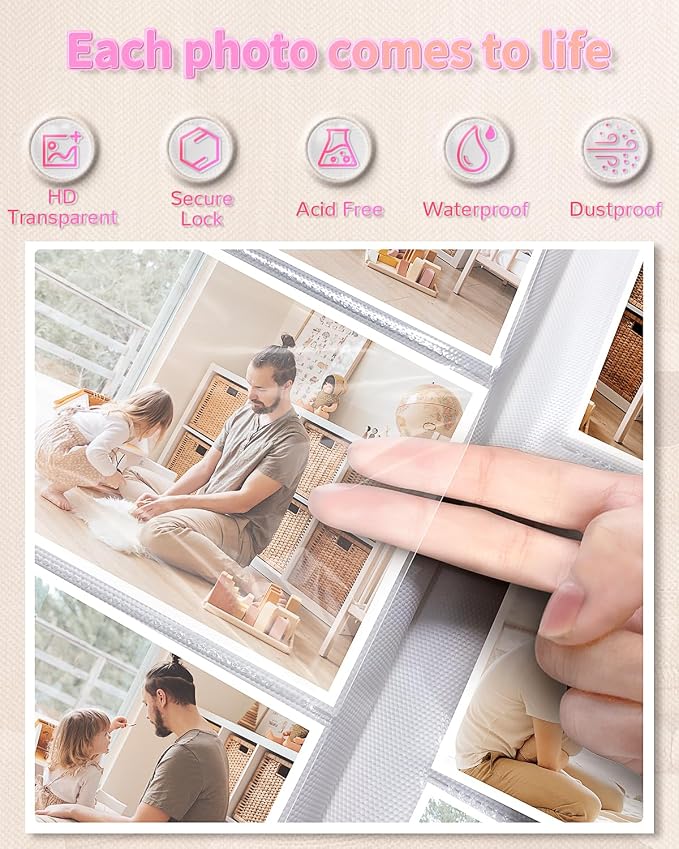 Artfeel Photo Album 4x6 with 100 Pockets,Slip-in Picture Albums,Linen Cover Memory Book with Front Window,White Page Vertical Photo Book for Wedding,Family,Anniversare,Baby,Vacation