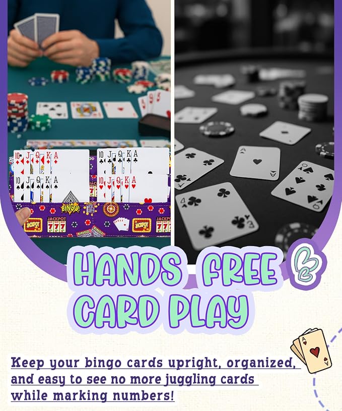 Playing Card Holder for Bingo Pull Tabs Gambling Tickets Card Game Holders for Canasta Poker Bridge Cards Casino Portacartas para Bingo Purple Indigo