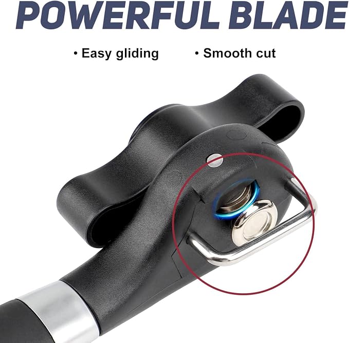 Side Cut Can Opener, Smooth Edge Manual Can Opener, Black | Safety Side Cut Blade Creates Smooth Edges, Large Soft-Touch Knob and Non-Slip Handle Provide Comfortable Everyday Use