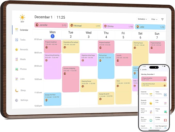 Dragon Touch 15.6 inch Digital Calendar Chore Chart – Digital Picture Frame, Smart Family Planner, Hearth Display Desk Digital Calendar Best Gift for Women, Mom,Christmas, Wedding