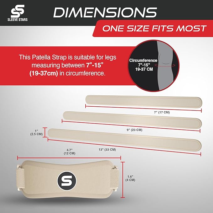 Sleeve Stars Swedish Brand Patellar Tendon Support Strap for Women & Men Effective Osgood Schlatter Knee Brace Youth & Kids Knee Brace with 3 Adjustable Length fits 7"-15" (Single/Beige/Kids)