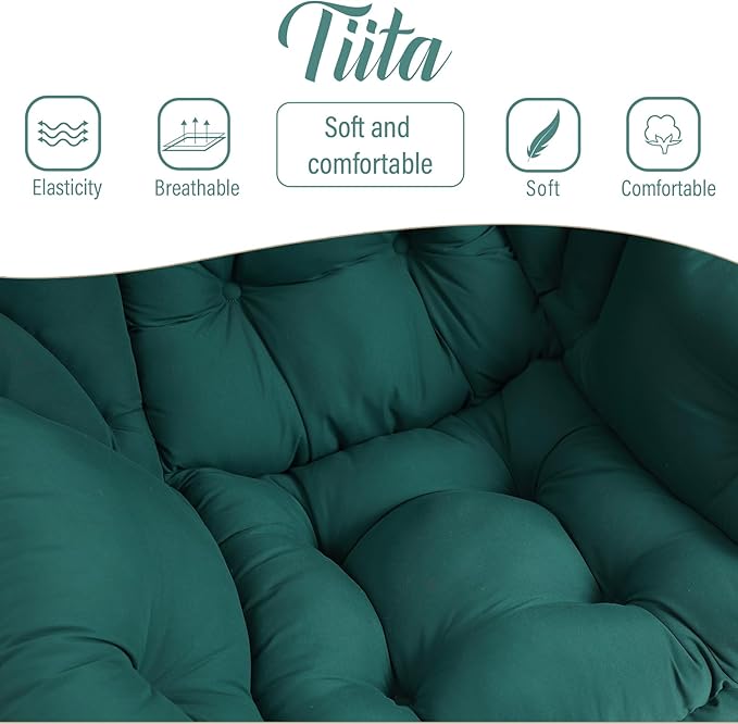 Tiita Lazy Chair with Ottoman, Modern Large Accent Lounge Armchair, Comfy Leisure Sofa Reading Chair with Footrest for Bedroom, Living Room, Dorm Rooms, Garden and Courtyard, Green