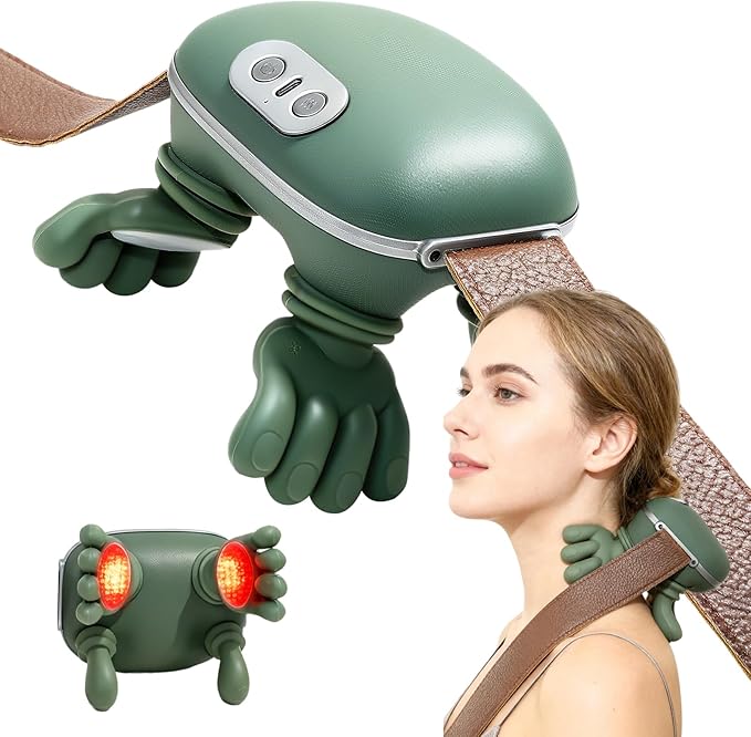 N7 Bionic Neck and Shoulder Massager, Heated Real-Hand Massagers with Fingers for Back Muscle Pain Relief, Portable & Lightweight Design