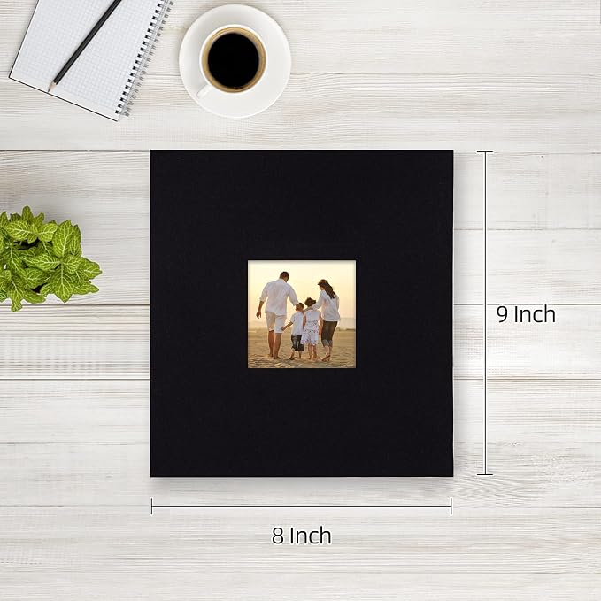 potricher Small Photo Album 4x6 200 Photos Linen Cover Picture Photo Book for Family Wedding Anniversary Baby Vacation (Black,200 Pockets)