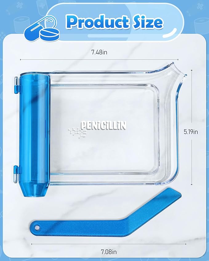 Plifal Pill Counter Tray with Spatula - Pill Counting Tray Letter Print Pharmacy Counting Tray Medicine Sorting Tray with Funny Reminder Labels, Equipped with L-Shaped Spatula