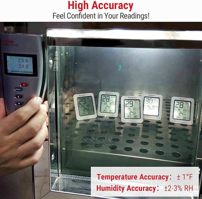 TempPro TempAir Digital Hygrometer Indoor Thermometer Humidity Monitor | Humidity Meter Room Thermometer Humidity Gauge with Temperature Humidity Monitor for House Celler Kitchen Greenhouse, 3 Pack