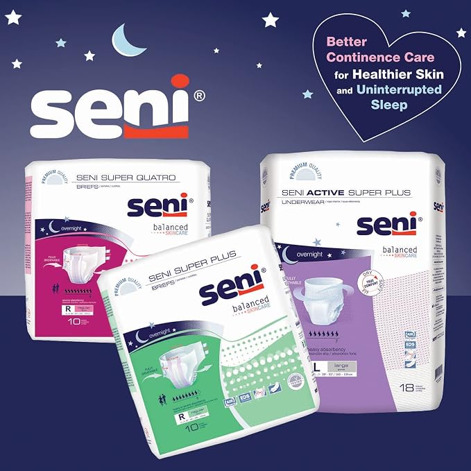Seni Active Super Plus Unisex Adult Incontinence Underwear, Heavy Absorbency, Pull On Disposable Overnight Underwear for Men & Women (Medium, 20, Count)